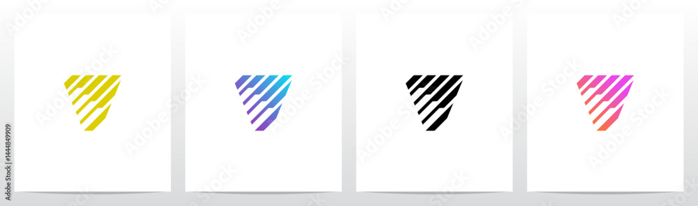 Fototapeta premium Cyber Circuit Diagonal Lines Letter Initial Logo Design V