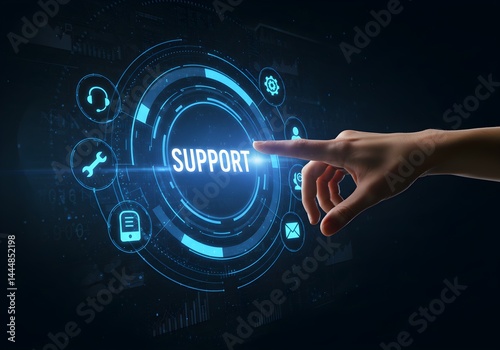 Digital Tech Support Interface – Customer Assistance and IT Helpdesk Concept