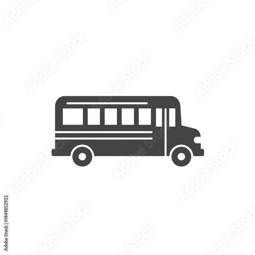 School Bus Icon: A clean, grayscale icon of a classic yellow school bus, a symbol of education, transportation, and childhood memories. 