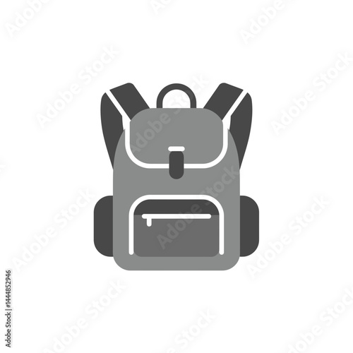 Backpack: a minimalist illustration of a modern backpack, perfect for outdoor activities and everyday use.