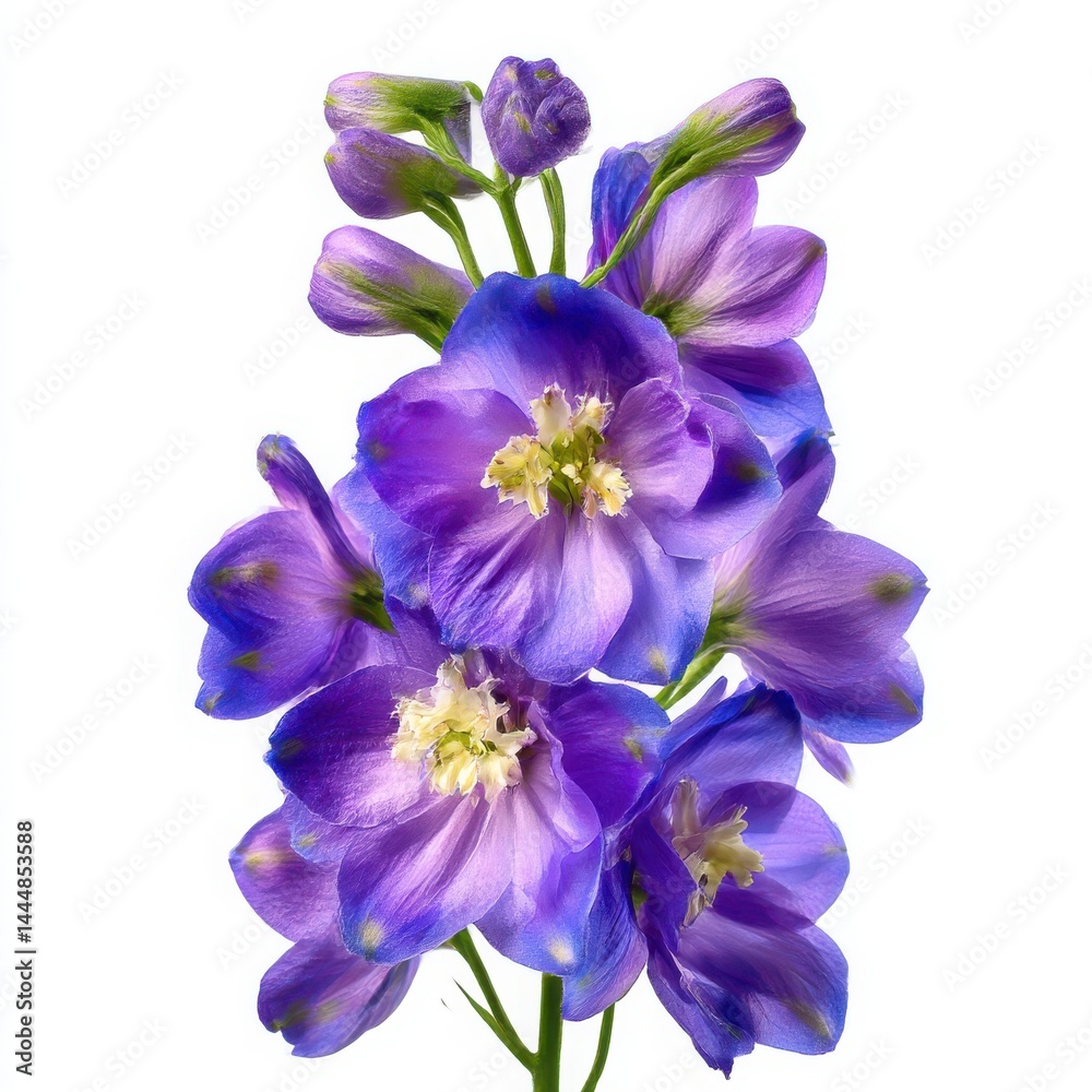Close up of a delphinium flower with purple and blue petals bloom Close up of a delphinium flower with purple and blue petals bloom