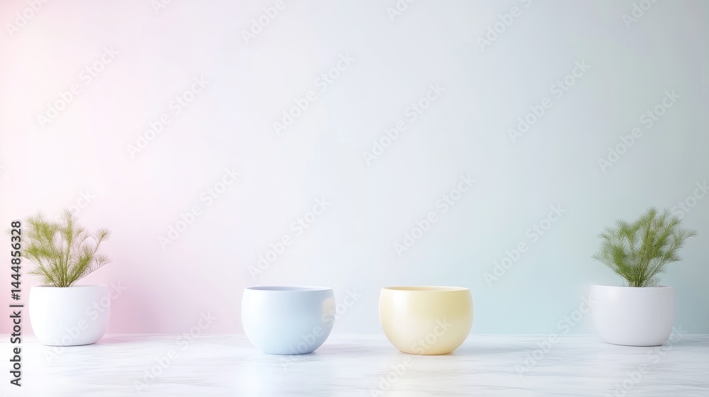 Pastel Pots with Plants Minimalist Style High-resolution Soft Lighting Center Composition Smooth Textures Home Decor Scene Soft Pink Background Perfect for Blogs Pastel Pots with Plants Minimalist Style High-resolution Soft Lighting Center Composition Smooth Textures Home Decor Scene Soft Pink Background Perfect for Blogs