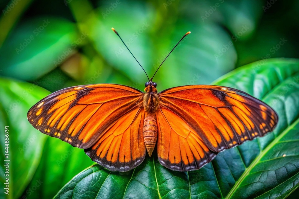 A bright orange butterfly perched gracefully on a wing A bright orange butterfly perched gracefully on a wing