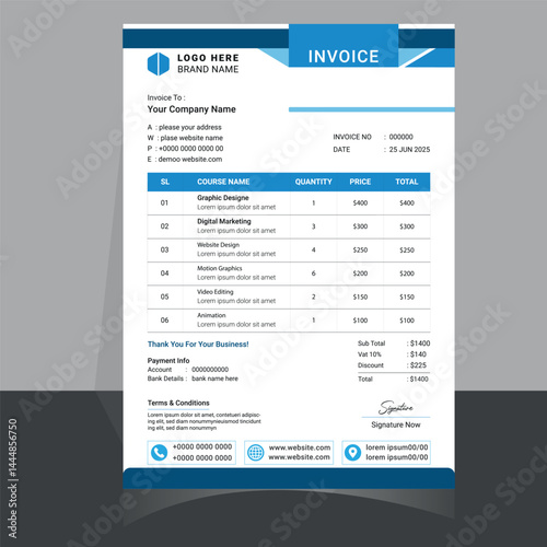 Premium Invoice Template for Effortless Business Transactions and Seamless Financial Operations. Sleek, Professional Design for Corporate Use. Thank You.

