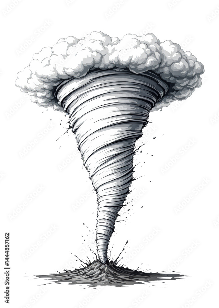 Whirlwind illustration with a swirling cloud formation at the top.