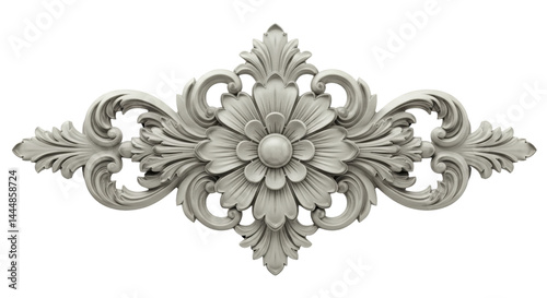 Obraz na płótnie Ornate floral design in silver on isolate background. w salonie