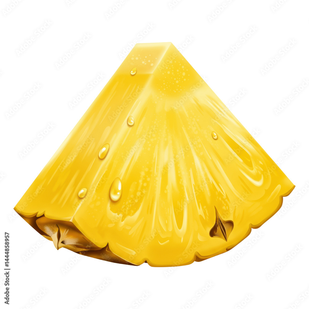 Slice of juicy pineapple on isolate background.