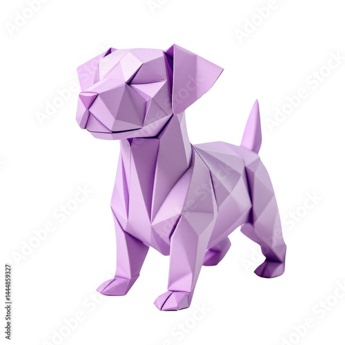 Obraz na płótnie Stylized purple origami dog on isolate background. w salonie