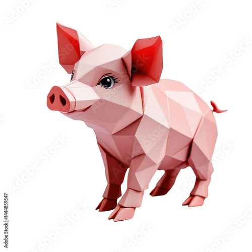 Obraz na płótnie Origami pig figure with geometric design on isolate background. w salonie