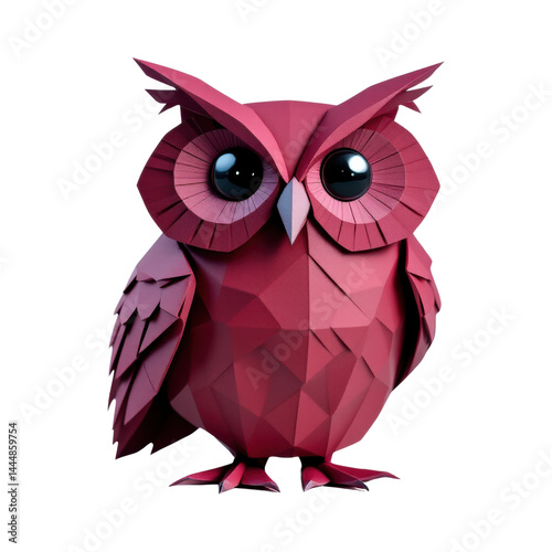 Obraz na płótnie Origami owl with large eyes on isolate background. w salonie