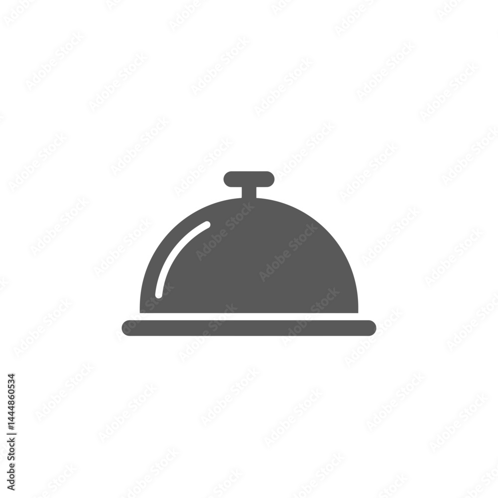 Restaurant Cloche Icon: A simple and elegant image of a restaurant cloche, designed for use in restaurant branding, menus, and related applications.