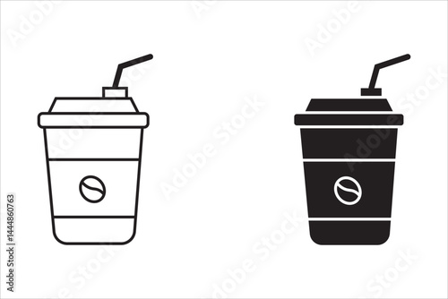Coffee cup icon. Coffee paper cup icon set. Disposable coffee cup. Coffee cup icon with different style. Vector illustration on white bckground