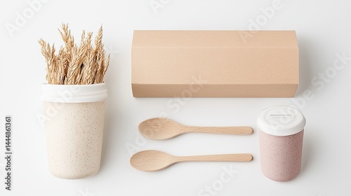 Eco-Friendly Packaging with Wheat Straw Utensils and Containers
