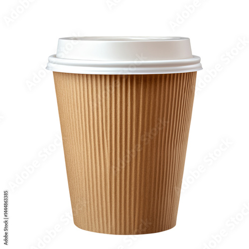 Wallpaper Mural White plastic coffee cup with a brown paper sleeve, isolated on a transparent background Torontodigital.ca