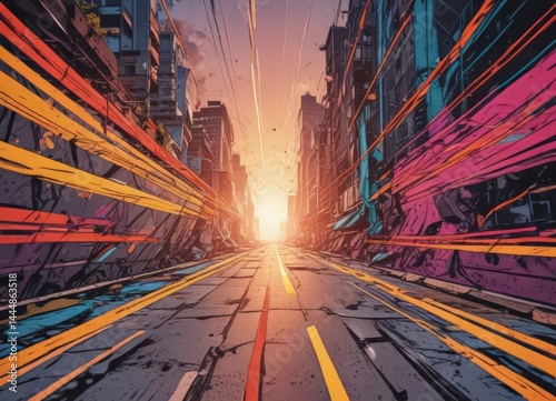 Vibrant comic book style photo effect, bold lines and colors ,  pop art,  artwork,  retro