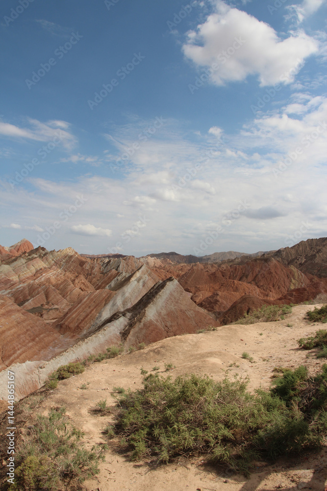 Fototapeta premium Scenery of Zhangye Danxia National Geopark (Rainbow Mountains) in Gansu, China
