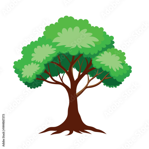 Stylized Tree Vector with Cool Colors – White Background