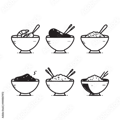 Hand drawn gumbo dish with spices and vegetables