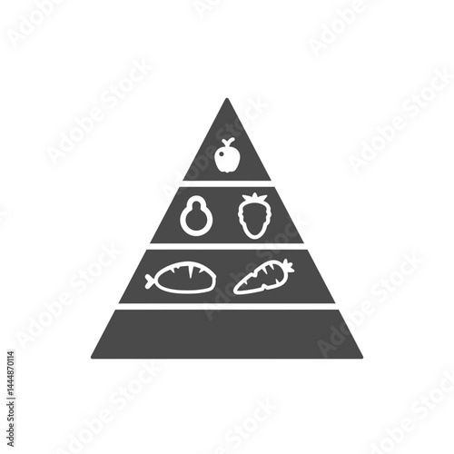 Healthy Eating: An illustration of a food pyramid showcasing essential food groups. Encouraging informed food choices and promoting a balanced diet for overall well-being.