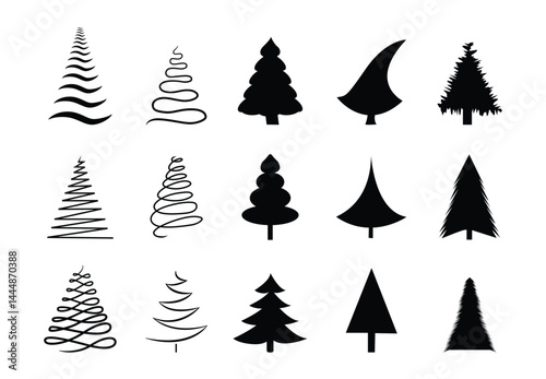 Wallpaper Mural Stylized Christmas Tree Silhouettes Collection – Vector Set Torontodigital.ca