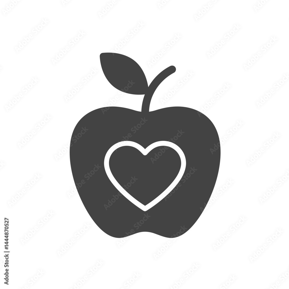 Fototapeta premium Apple of Affection: A symbol of health and wellness, an apple, elegantly embodies care with a heart-shaped core, emphasizing vitality and wholesome living.