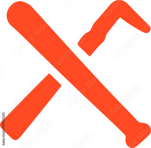 Crossed Baseball Bat and Crowbar Icon