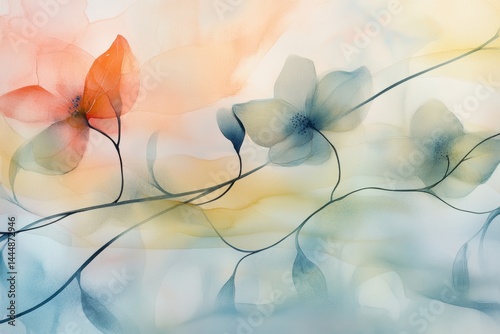 Gentle pastel watercolor background with soft flowing colors.