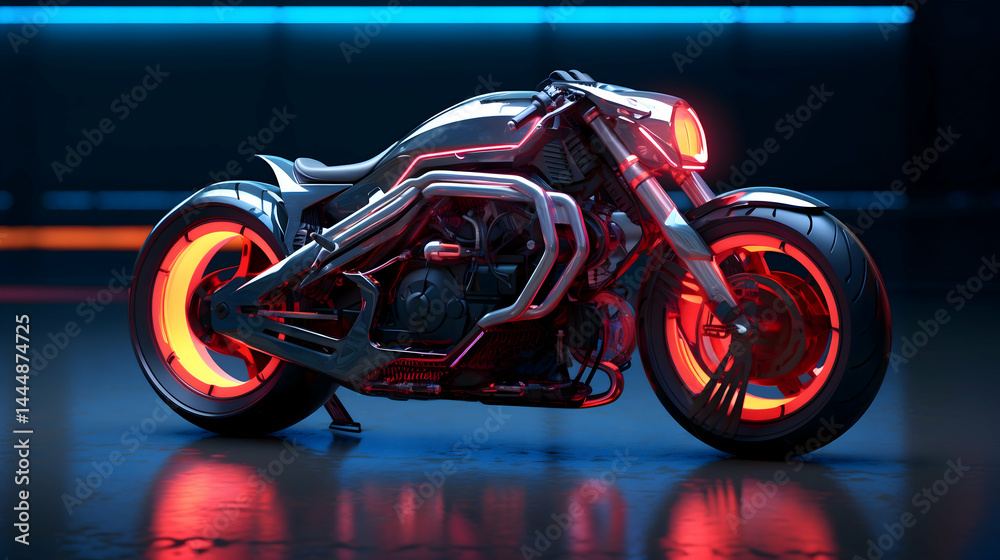 Fototapeta premium red motorcycle on the road