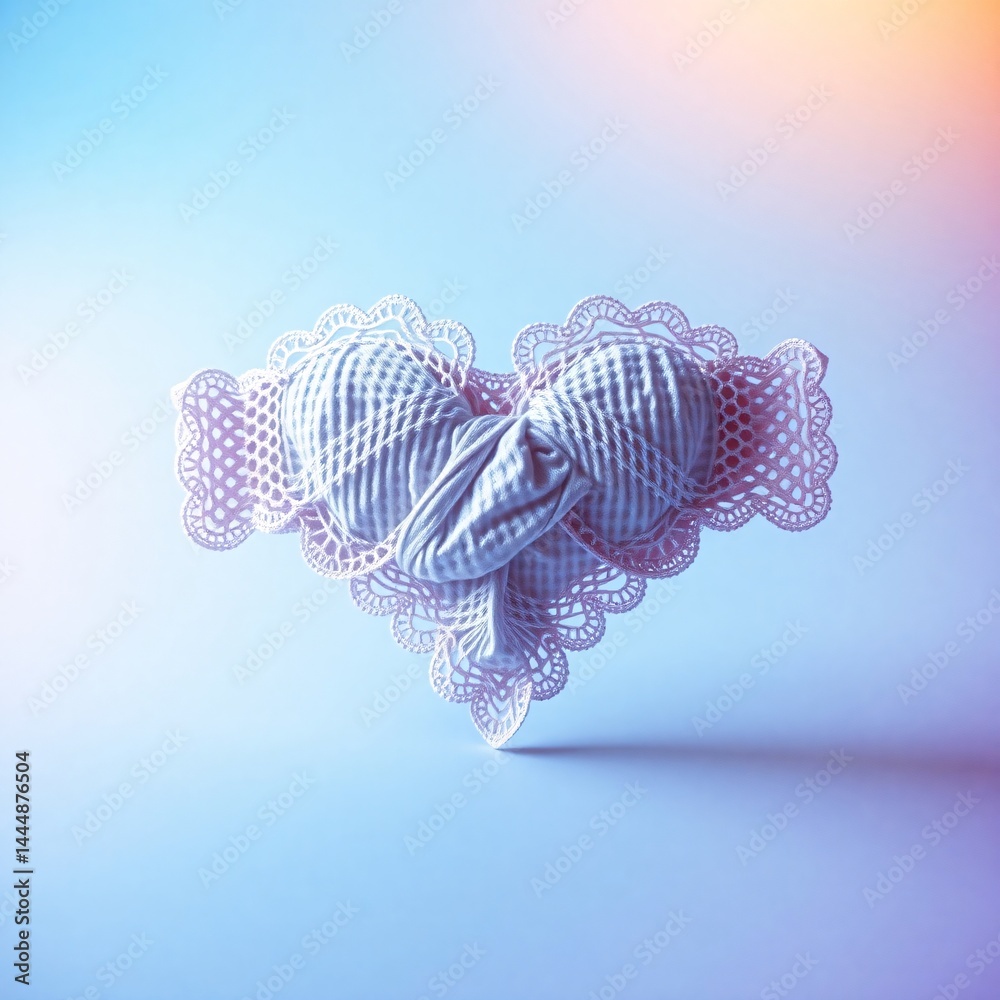 Fototapeta premium 3d render, abstract geometric shape, wire mesh, low poly, minimalist, pastel colors, soft focus, dreamlike, ethereal, futuristic, digital art 
