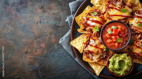 Wallpaper Mural Delicious loaded nachos with pulled pork and toppings. Torontodigital.ca