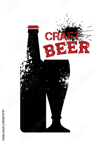 Craft beer, poster for bar, pub menu. Vector design banner beer festival, dark beer, lager