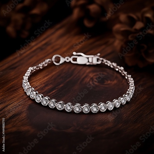Silver bracelet with a silver clasp and a silver chain