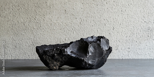 Obraz na płótnie Raw black coal piece displayed on textured surface Generative AI w salonie