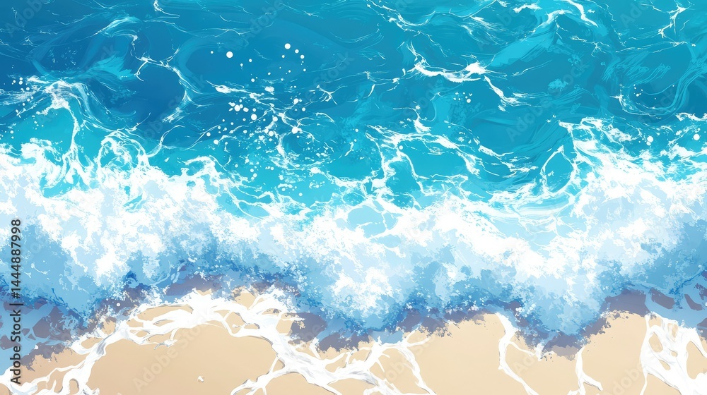 Serene Ocean Waves Gently Lapping on Sandy Shore with Crystal Clear Turquoise Water and Bright Sunlight Reflected on the Surface Creating a Tranquil Coastal Scene Serene Ocean Waves Gently Lapping on Sandy Shore with Crystal Clear Turquoise Water and Bright Sunlight Reflected on the Surface Creating a Tranquil Coastal Scene