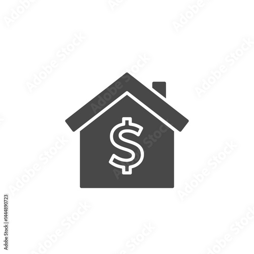Real Estate Icon: An emblematic representation of the real estate industry, the graphic features a stylized house silhouette enclosing a bold dollar sign.