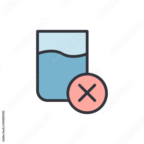 No drink colored icons, minimalist vector illustration ,simple transparent graphic element .Isolated on white background