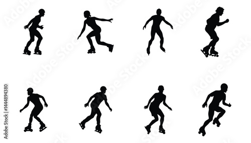 Wallpaper Mural Dynamic Skating Silhouette Icons - Roller and Ice Skating Torontodigital.ca