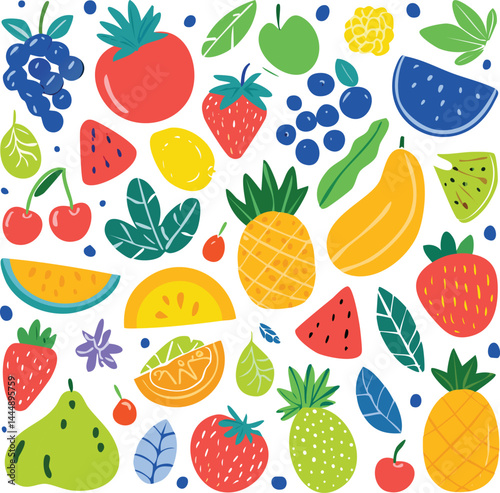 Big Set of Matisse-Inspired Abstract Nature Shapes – Tropical, Floral, and Fruit Doodles for Modern Summer Design