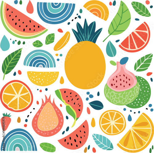 Big Set of Matisse-Inspired Abstract Nature Shapes – Tropical, Floral, and Fruit Doodles for Modern Summer Design