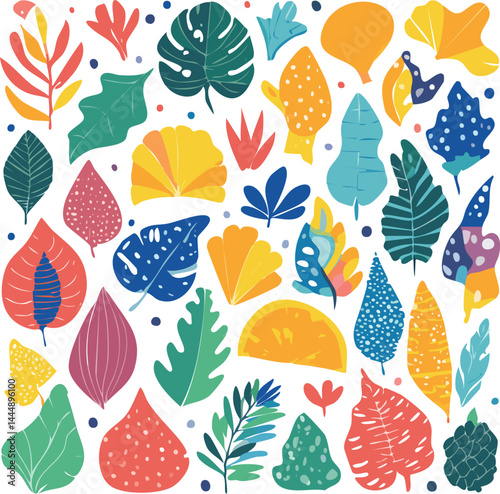 Big Set of Matisse-Inspired Abstract Nature Shapes – Tropical, Floral, and Fruit Doodles for Modern Summer Design
