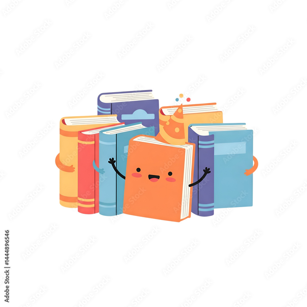 Illustration of a group of books hugging each other