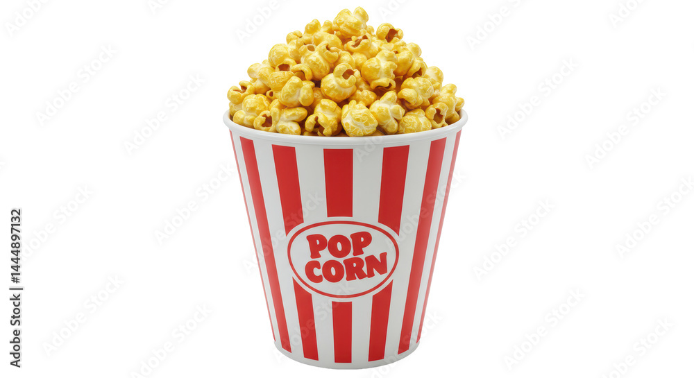 Isolated Popcorn Bucket with Red and White Stripes Isolated Popcorn Bucket with Red and White Stripes