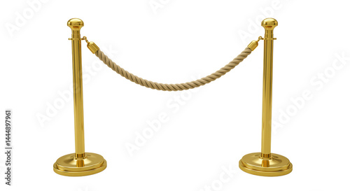 Isolated Golden Stanchions with Rope Barrier
