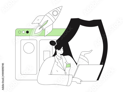 Business network security character flat vector concept operation hand drawn illustration
