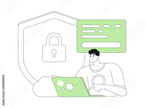 Business network security character flat vector concept operation hand drawn illustration
