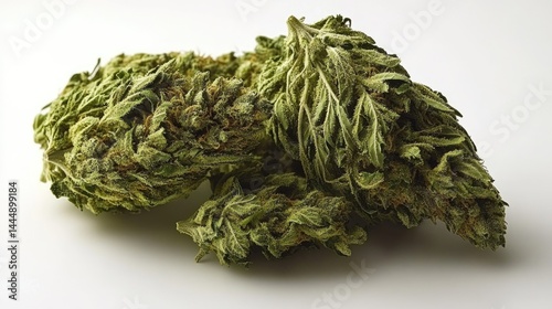 Cannabis Buds Closeup Macro Shot on White.