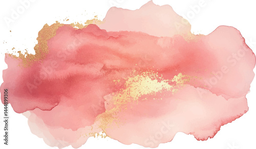 Watercolor background pink blob with gold accent	
