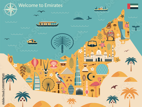UAE Travel Map with Popular Landmarks