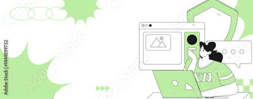 Business network security character flat vector concept operation hand drawn illustration
