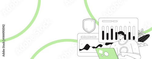 Business network security character flat vector concept operation hand drawn illustration
